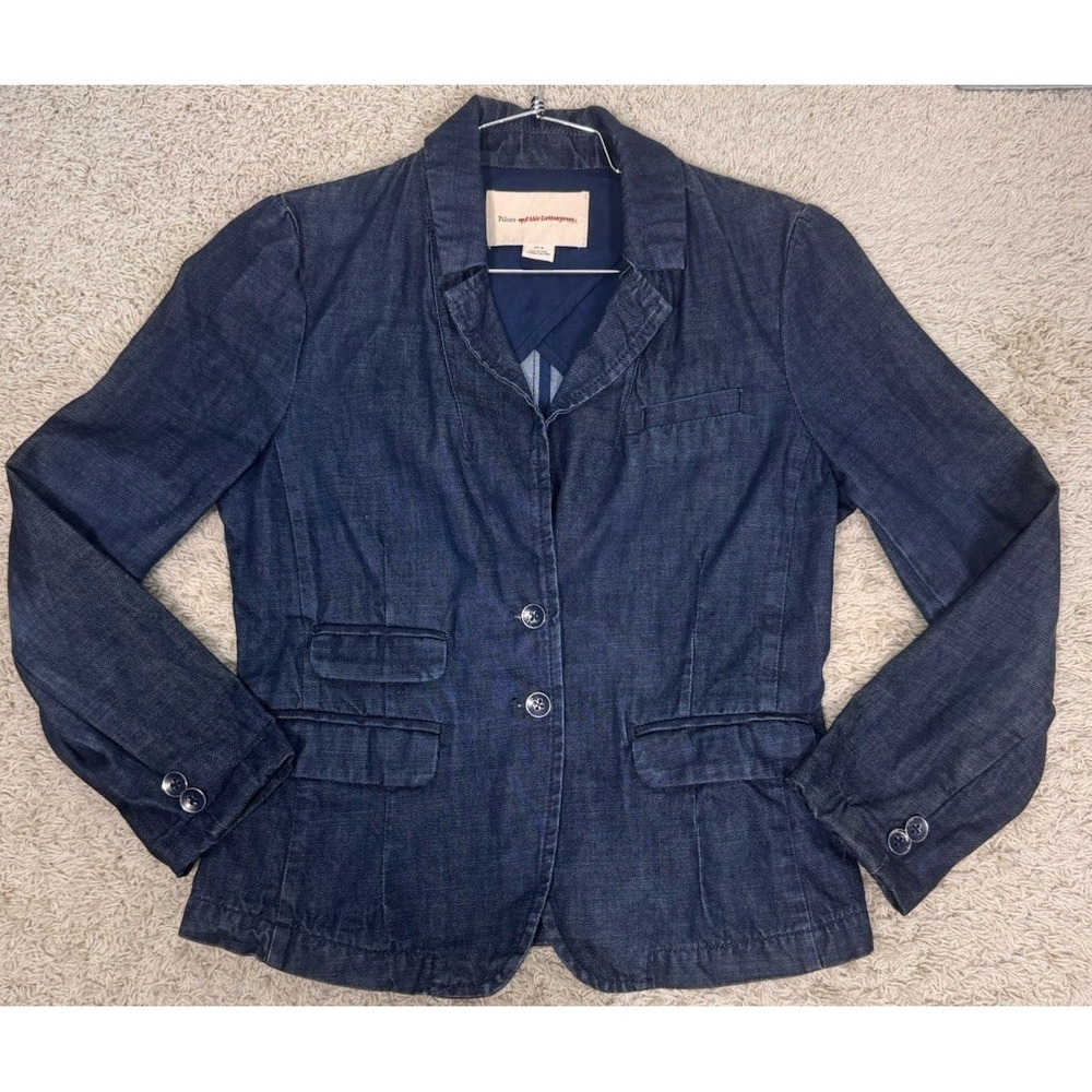 Anthropologie Pilcro Denim 2 Button Notch Collar Cropped Blazer Womens S Work